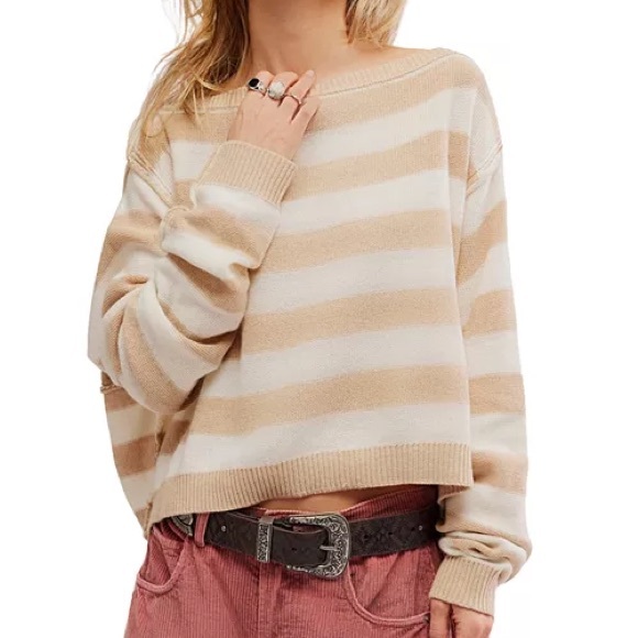 Free People Sweaters - We the Free Free People Knit Sweater Into the Blue Wool Blend Cropped Pullover